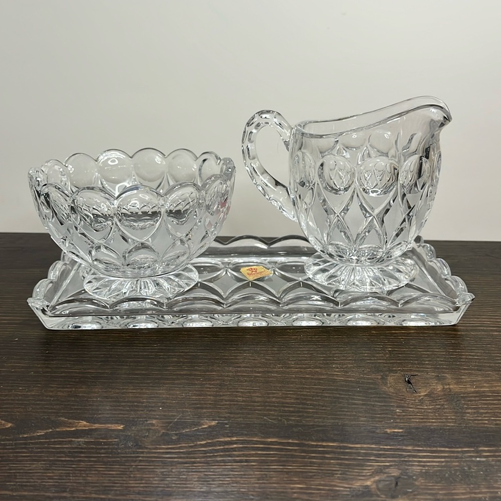 Nachtmann Bleikristall Sugar, Creamer and Tray